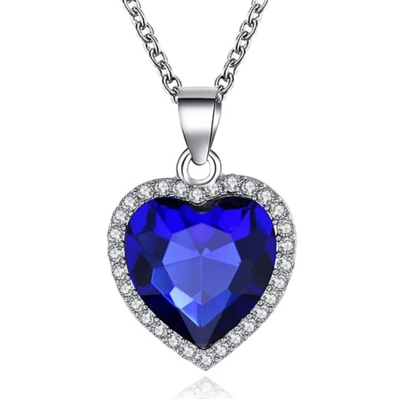 *Whitney* Blue Heart Stone Necklace - Picture 4 of 4